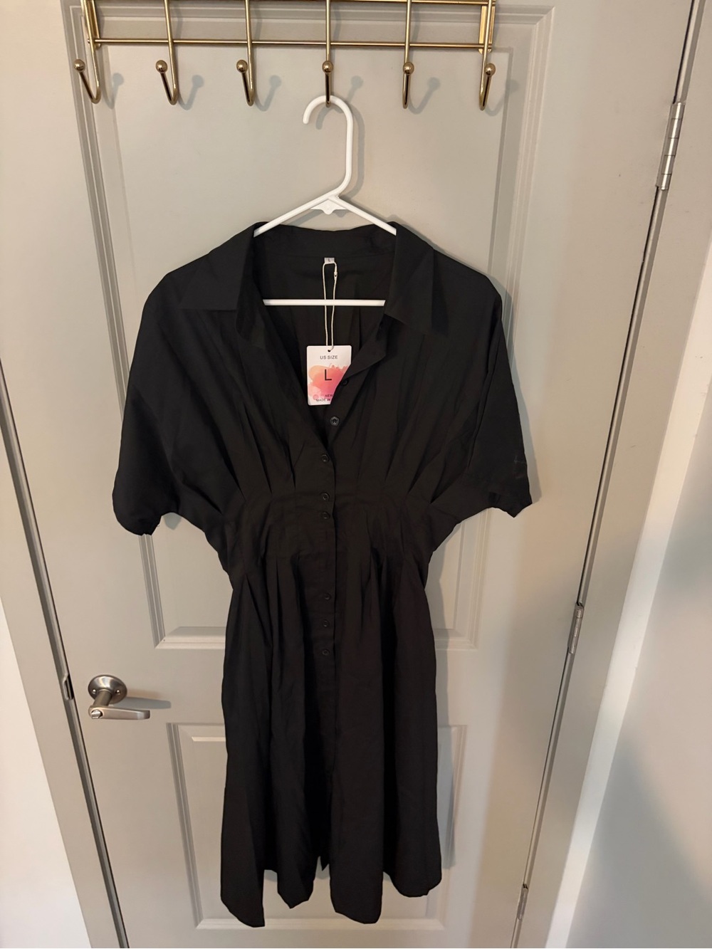 Black Button-Front Women’s Midi Dress